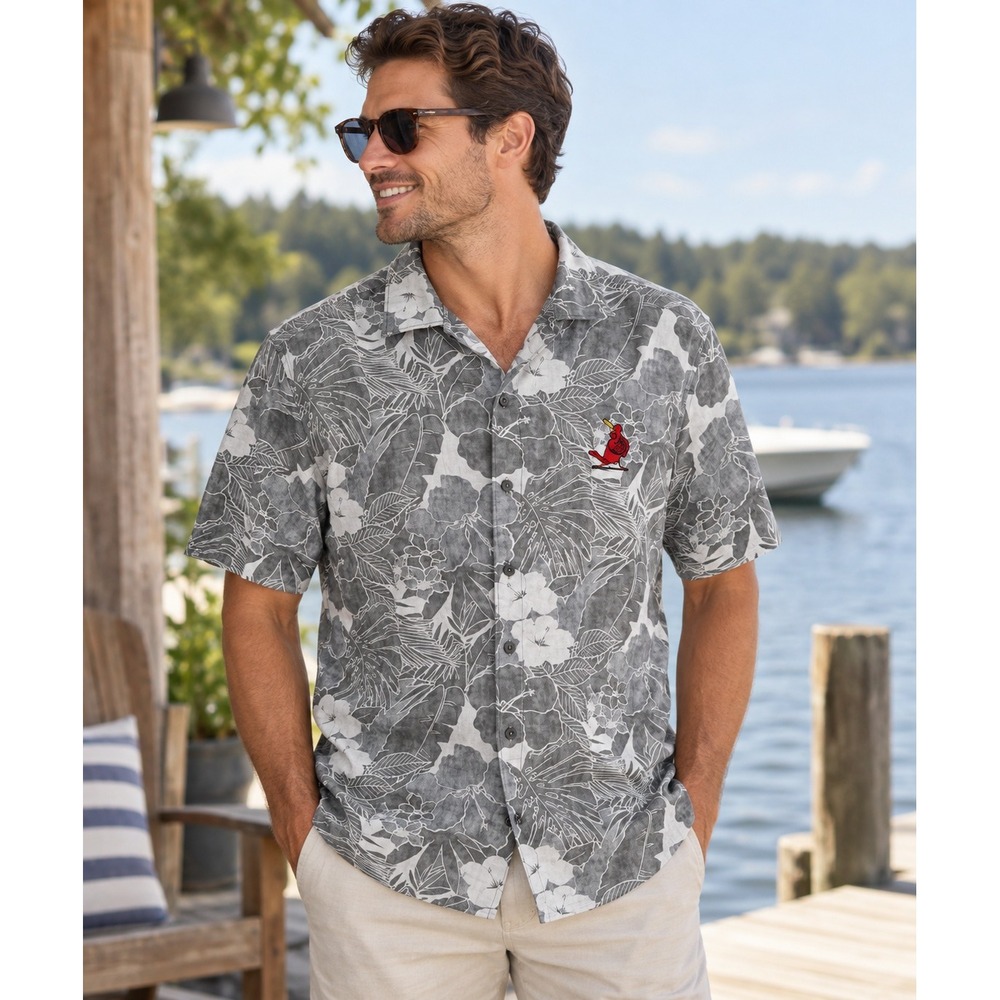 Tommy‎ Bahama St.Louis Cardinals M Hawaiian Shirt Floral Print Short Sleeve